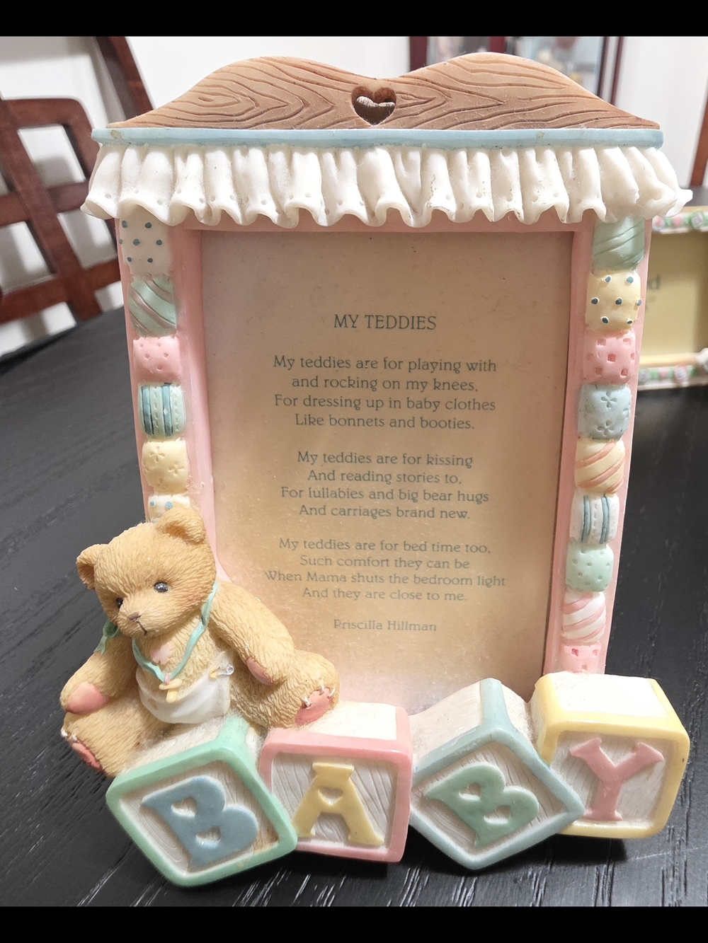 Cherished Teddies Baby Teddy Picture Frame with Pastel Blocks